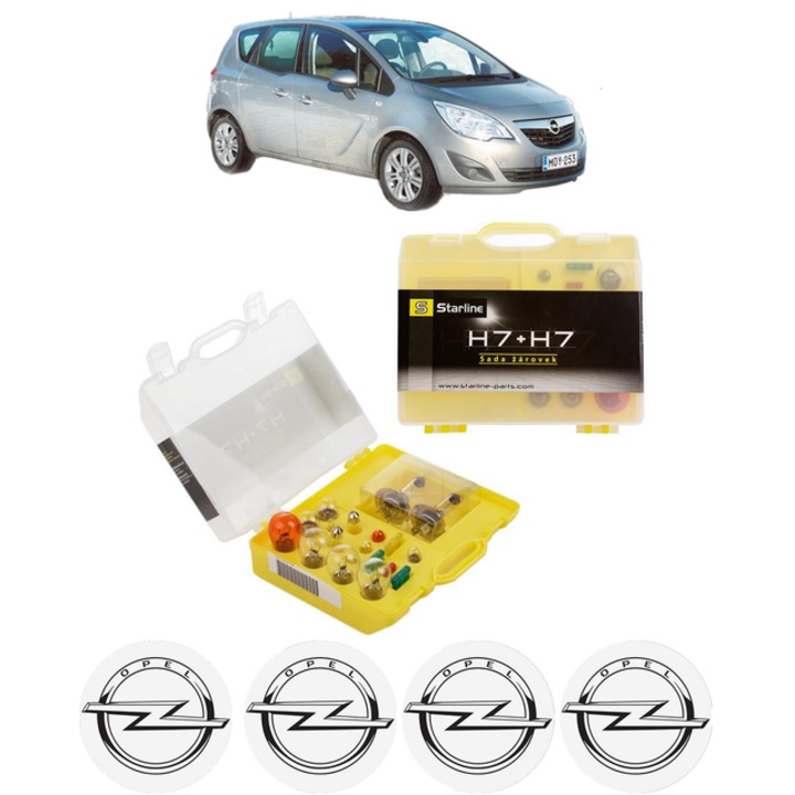 Kit trusa Set becuri H7 compatibila cu OPEL MERIVA B MPV (S10) din 2010-2017, bec far, semnalizare, pozitie, iluminare numar, frana, plafoniera, stop frana