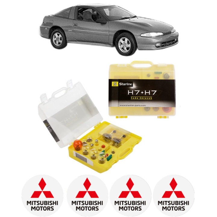 Kit trusa Set becuri H7 compatibila cu MITSUBISHI ECLIPSE II (D3_A) din 1995-1999, bec far, semnalizare, pozitie, iluminare numar, frana, plafoniera, stop frana