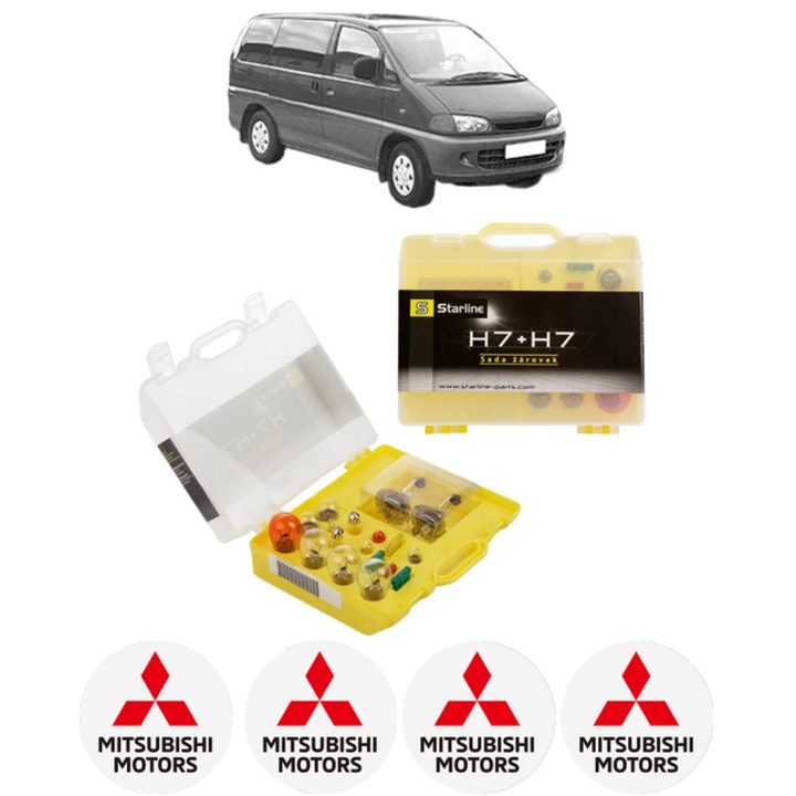 Kit trusa Set becuri H7 compatibila cu MITSUBISHI L400 Bus (PD_W, PC_W, PA_V, PB_V, PA_W) din 1995-2005, bec far, semnalizare, pozitie, iluminare numar, frana, plafoniera, stop frana