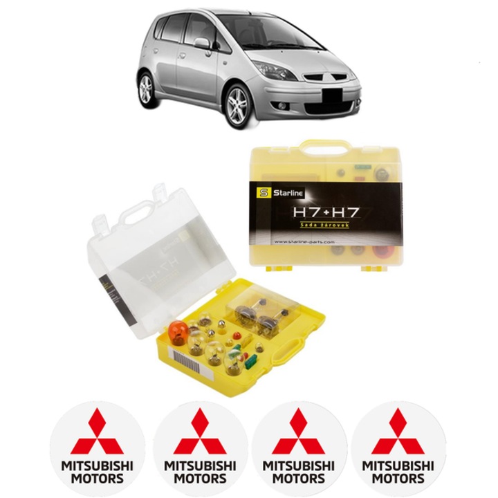Kit trusa Set becuri H7 compatibila cu MITSUBISHI COLT VI (Z3_A, Z2_A) din 2004-2012, bec far, semnalizare, pozitie, iluminare numar, frana, plafoniera, stop frana