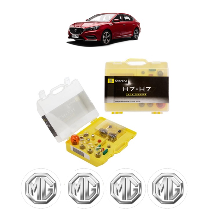 Kit trusa Set becuri H7 compatibila cu MG MG 6 Hatchback din 2010, bec far, semnalizare, pozitie, iluminare numar, frana, plafoniera, stop frana