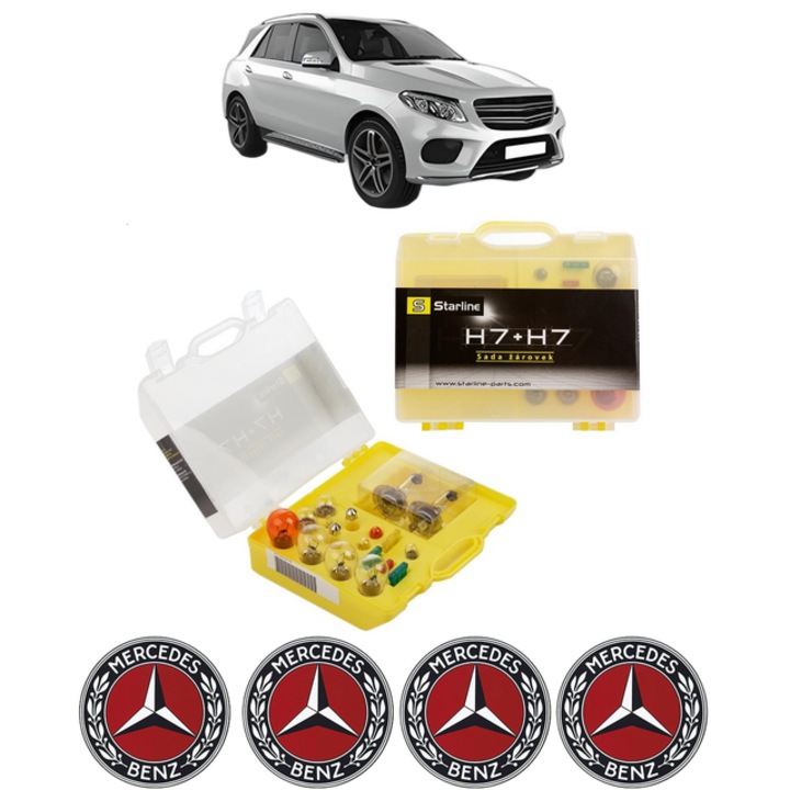 Kit trusa Set becuri H7 compatibila cu MERCEDES-BENZ GLE (W166) din 2015-2018, bec far, semnalizare, pozitie, iluminare numar, frana, plafoniera, stop frana