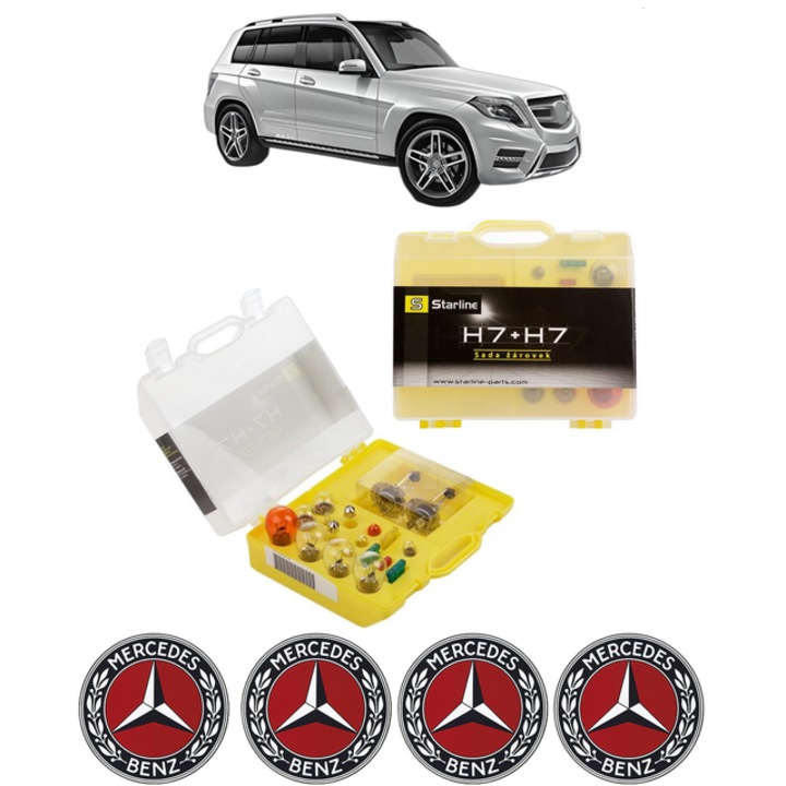 Kit trusa Set becuri H7 compatibila cu MERCEDES-BENZ GLK-CLASS (X204) din 2008-2015, bec far, semnalizare, pozitie, iluminare numar, frana, plafoniera, stop frana