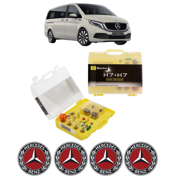 Kit trusa Set becuri H7 compatibila cu MERCEDES-BENZ EQV (W447) din 2020-2021, bec far, semnalizare, pozitie, iluminare numar, frana, plafoniera, stop frana