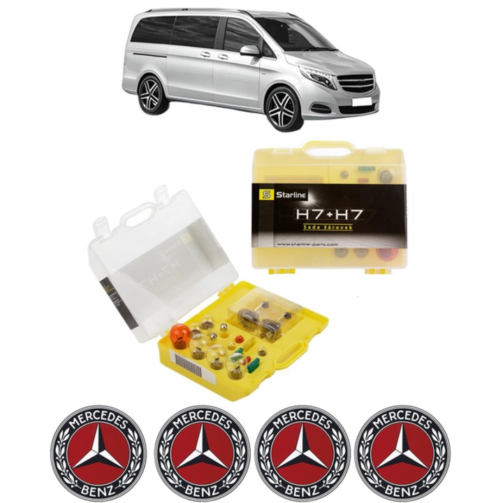 Kit trusa Set becuri H7 compatibila cu MERCEDES-BENZ VITO Mixto (Double Cabin) (W447) din 2014-2021, bec far, semnalizare, pozitie, iluminare numar, frana, plafoniera, stop frana