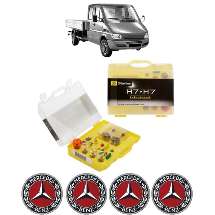Kit trusa Set becuri H7 compatibila cu MERCEDES-BENZ SPRINTER 5-t Platform/Chassis (B905) din 2001-2006, bec far, semnalizare, pozitie, iluminare numar, frana, plafoniera, stop frana