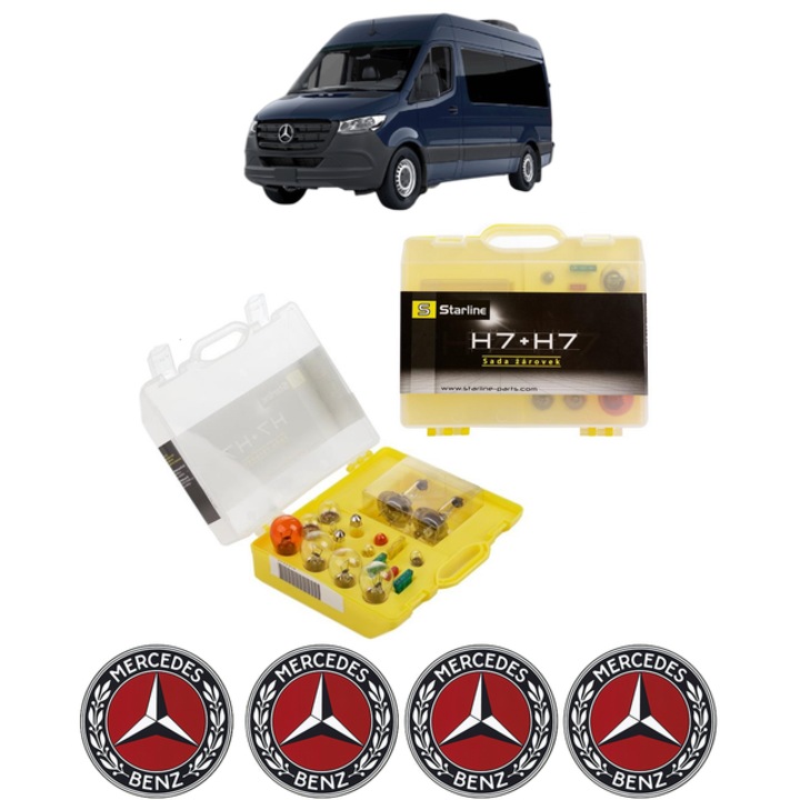 Kit trusa Set becuri H7 compatibila cu MERCEDES-BENZ SPRINTER 3, 5-t Van (B907, B910) din 2018-2025, bec far, semnalizare, pozitie, iluminare numar, frana, plafoniera, stop frana