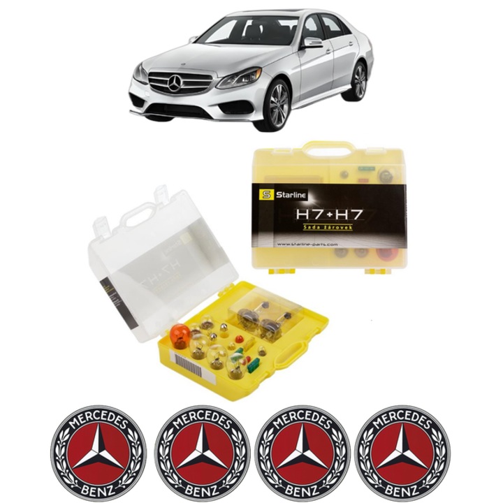 Kit trusa Set becuri H7 compatibila cu MERCEDES-BENZ E-CLASS (W213) din 2016-2023, bec far, semnalizare, pozitie, iluminare numar, frana, plafoniera, stop frana