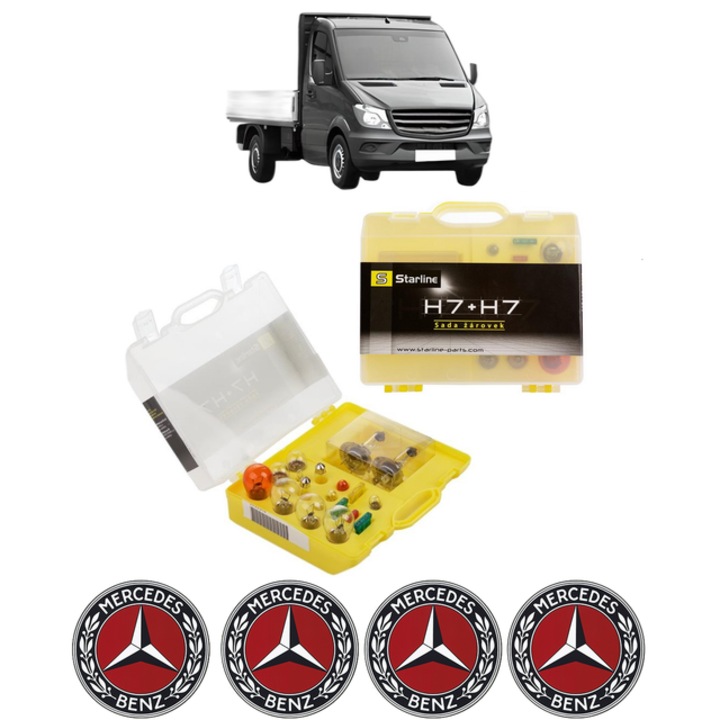 Kit trusa Set becuri H7 compatibila cu MERCEDES-BENZ SPRINTER 4, 6-t Platform/Chassis (B906) din 2006-2018, bec far, semnalizare, pozitie, iluminare numar, frana, plafoniera, stop frana