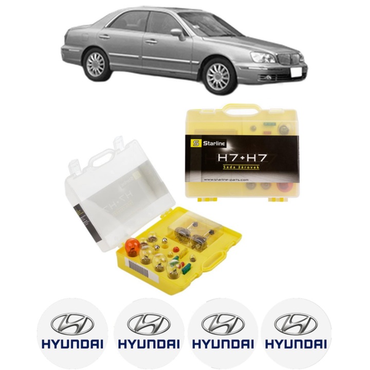 Kit trusa Set becuri H7 compatibila cu HYUNDAI XG (XG) din 1998-2005, bec far, semnalizare, pozitie, iluminare numar, frana, plafoniera, stop frana