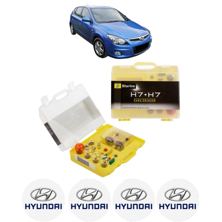 Kit trusa Set becuri H7 compatibila cu HYUNDAI i30 (FD) din 2007-2011, bec far, semnalizare, pozitie, iluminare numar, frana, plafoniera, stop frana