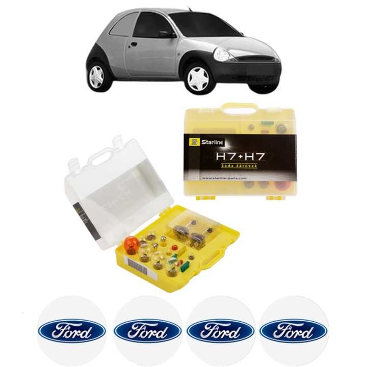 Kit trusa Set becuri H7 compatibila cu FORD KA Van (RB) din 2002-2005, bec far, semnalizare, pozitie, iluminare numar, frana, plafoniera, stop frana