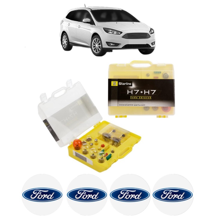 Kit trusa Set becuri H7 compatibila cu FORD FOCUS III Estate Van din 2012-2020, bec far, semnalizare, pozitie, iluminare numar, frana, plafoniera, stop frana