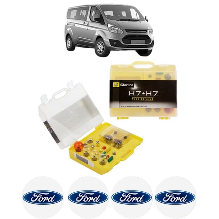 Kit trusa Set becuri H7 compatibila cu FORD TOURNEO CUSTOM V362 Bus (F3) din 2012-2023, bec far, semnalizare, pozitie, iluminare numar, frana, plafoniera, stop frana