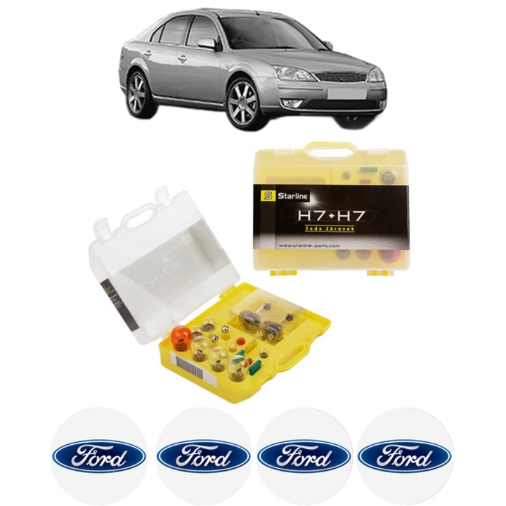 Kit trusa Set becuri H7 compatibila cu FORD MONDEO III (B5Y) din 2000-2007, bec far, semnalizare, pozitie, iluminare numar, frana, plafoniera, stop frana