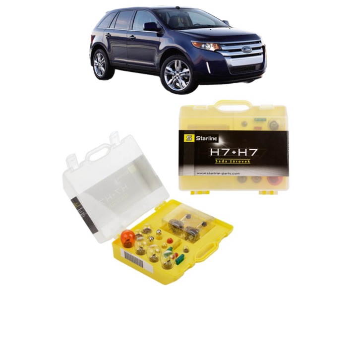 Kit trusa Set becuri H7 compatibila cu FORD USA EDGE din 2015-2018, bec far, semnalizare, pozitie, iluminare numar, frana, plafoniera, stop frana