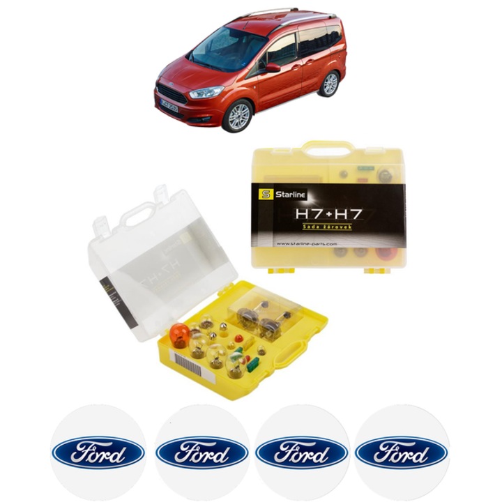 Kit trusa Set becuri H7 compatibila cu FORD TRANSIT COURIER B460 MPV din 2014-2023, bec far, semnalizare, pozitie, iluminare numar, frana, plafoniera, stop frana
