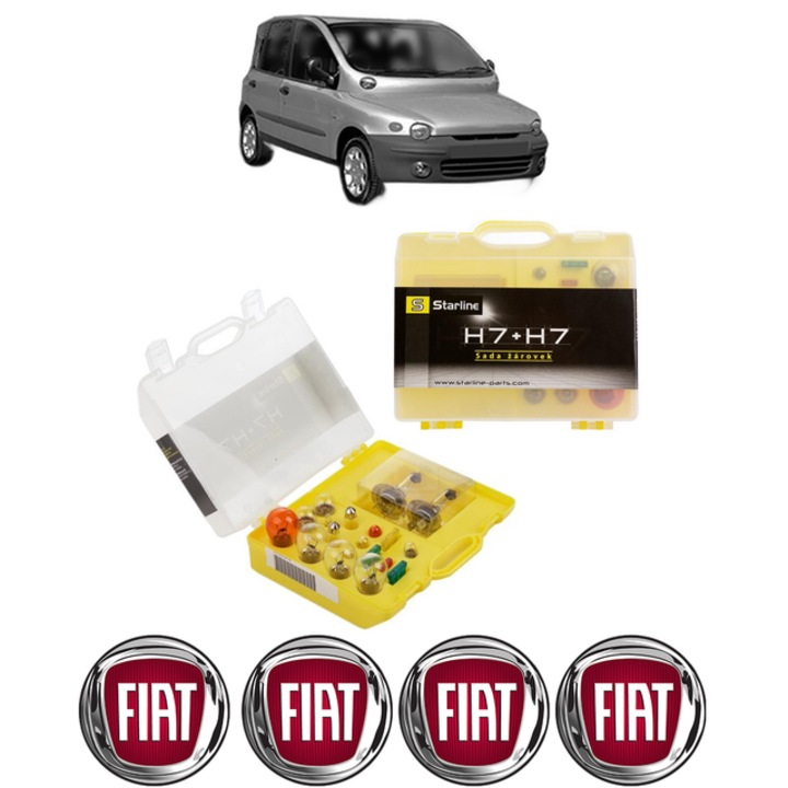 Kit trusa Set becuri H7 compatibila cu FIAT MULTIPLA VAN (186_) din 1999-2010, bec far, semnalizare, pozitie, iluminare numar, frana, plafoniera, stop frana