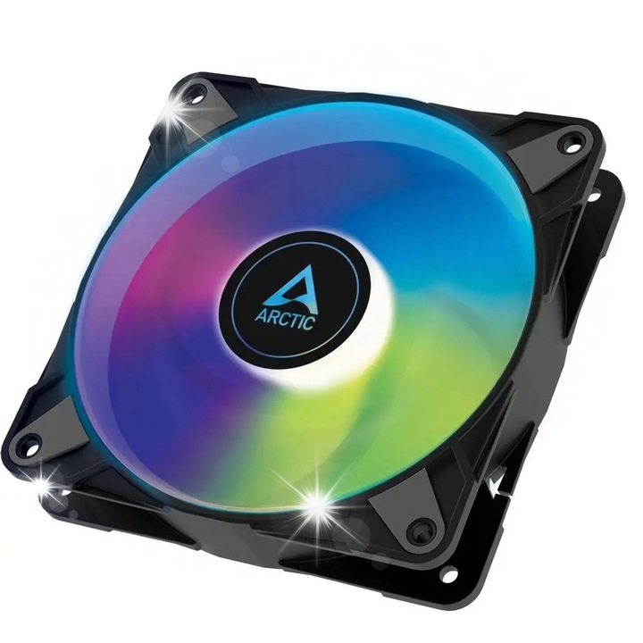 Ventilátor PC Arctic P12 PWM PST A-RGB, 120x120x25 mm, 0-2000 ford./perc, fekete