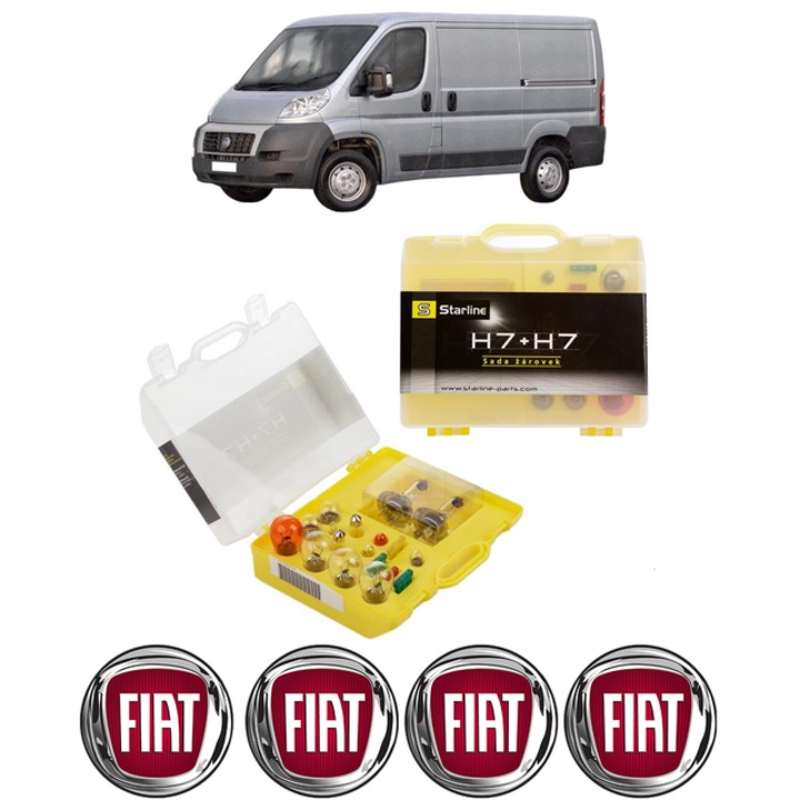Kit trusa Set becuri H7 compatibila cu FIAT DUCATO Van (250_) din 2006-2015, bec far, semnalizare, pozitie, iluminare numar, frana, plafoniera, stop frana