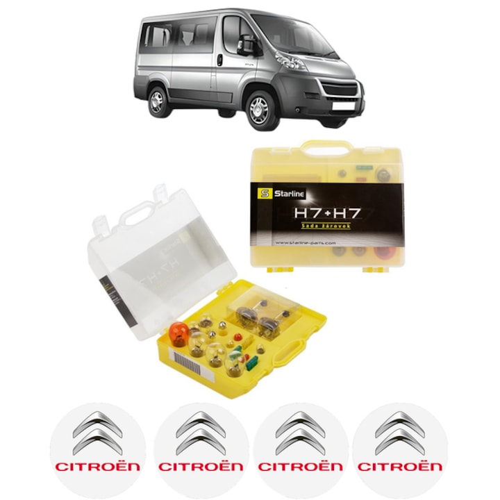 Kit trusa Set becuri H7 compatibila cu CITROEN JUMPER II Van (244) din 2002-2006, bec far, semnalizare, pozitie, iluminare numar, frana, plafoniera, stop frana