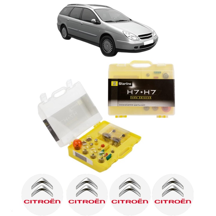 Kit trusa Set becuri H7 compatibila cu CITROEN C5 I Break (DE_) din 2001-2004, bec far, semnalizare, pozitie, iluminare numar, frana, plafoniera, stop frana