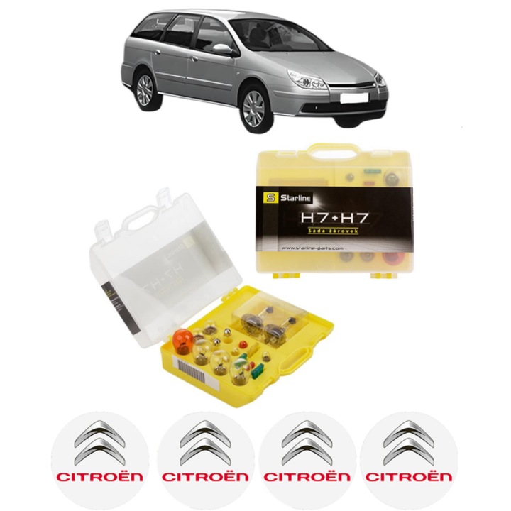 Kit trusa Set becuri H7 compatibila cu CITROEN C5 II Break (RE_) din 2004-2008, bec far, semnalizare, pozitie, iluminare numar, frana, plafoniera, stop frana