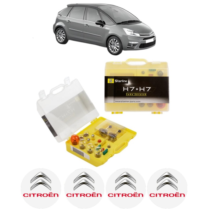 Kit trusa Set becuri H7 compatibila cu CITROEN C4 PICASSO I MPV (UD_) din 2006-2013, bec far, semnalizare, pozitie, iluminare numar, frana, plafoniera, stop frana