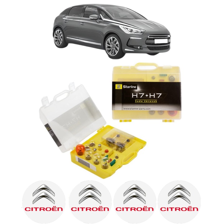 Kit trusa Set becuri H7 compatibila cu CITROEN DS5 din 2011-2015, bec far, semnalizare, pozitie, iluminare numar, frana, plafoniera, stop frana