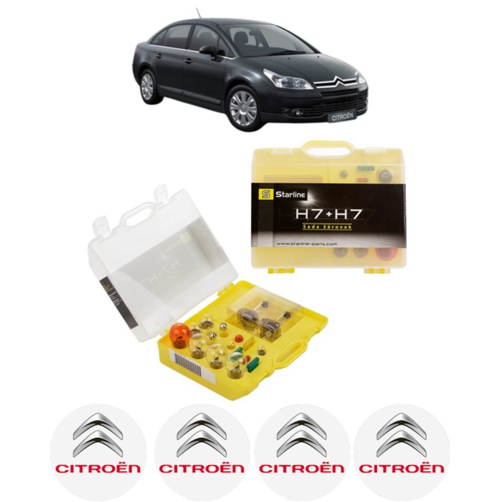 Kit trusa Set becuri H7 compatibila cu CITROEN C4 I Saloon din 2006-2014, bec far, semnalizare, pozitie, iluminare numar, frana, plafoniera, stop frana