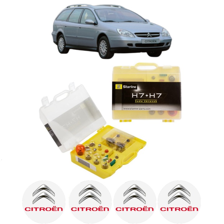 Kit trusa Set becuri H7 compatibila cu CITROEN C5 I Estate Van (DE_) din 2002-2004, bec far, semnalizare, pozitie, iluminare numar, frana, plafoniera, stop frana