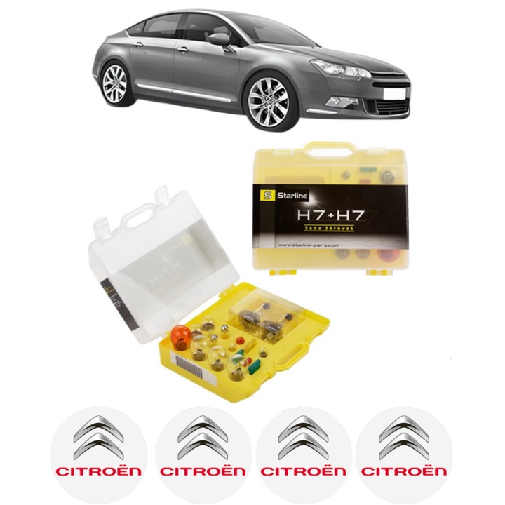 Kit trusa Set becuri H7 compatibila cu CITROEN C5 III (RD_) din 2008-2017, bec far, semnalizare, pozitie, iluminare numar, frana, plafoniera, stop frana