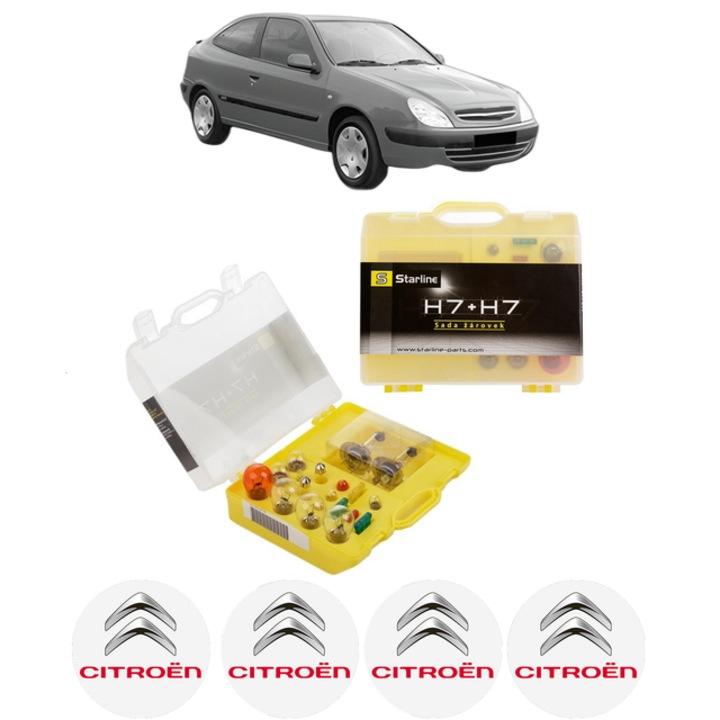 Kit trusa Set becuri H7 compatibila cu CITROEN XSARA Coupe (N0) din 1998-2005, bec far, semnalizare, pozitie, iluminare numar, frana, plafoniera, stop frana