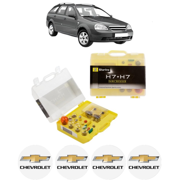 Kit trusa Set becuri H7 compatibila cu CHEVROLET LACETTI Estate (J200) din 2007, bec far, semnalizare, pozitie, iluminare numar, frana, plafoniera, stop frana