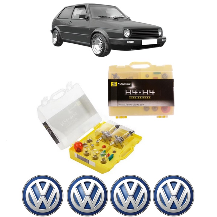 Kit trusa Set becuri H4 compatibila cu Volkswagen POLO Hatchback Van (86CF) din 1992-1994, bec far, semnalizare, pozitie, iluminare numar, frana, plafoniera, stop frana