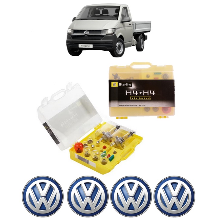 Kit trusa Set becuri H4 compatibila cu Volkswagen TRANSPORTER T5 Platform/Chassis (7JD, 7JE, 7JL, 7JY, 7JZ, 7F din 2003-2015, bec far, semnalizare, pozitie, iluminare numar, frana, plafoniera, stop frana