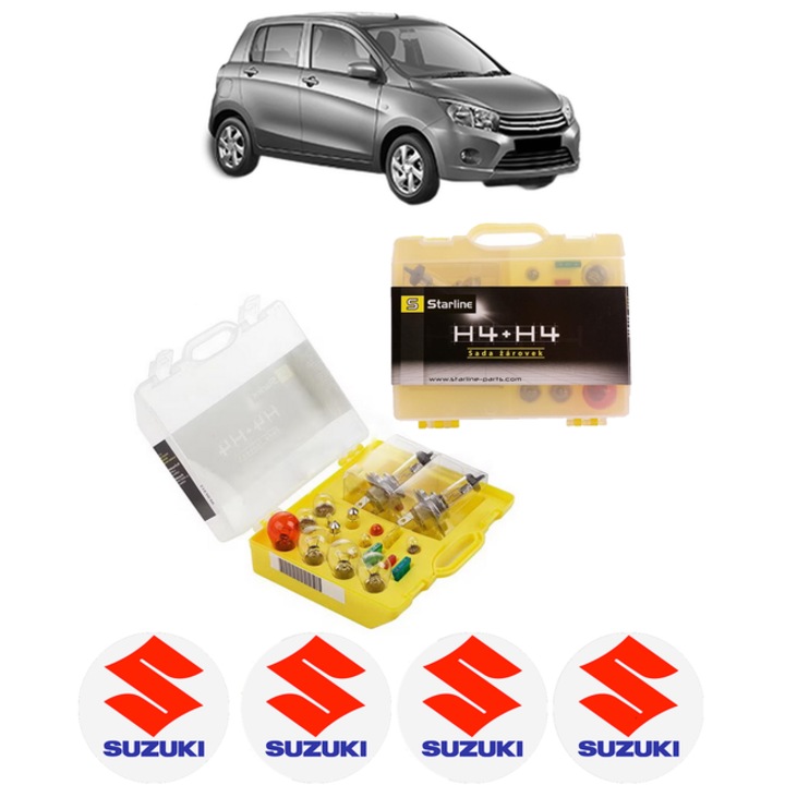 Kit trusa Set becuri H4 compatibila cu SUZUKI CELERIO (LF) din 2014, bec far, semnalizare, pozitie, iluminare numar, frana, plafoniera, stop frana