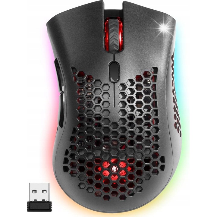 Безжична мишка Defender GM-709L, RGB, 5 режима на осветление, 2400dpi, черна