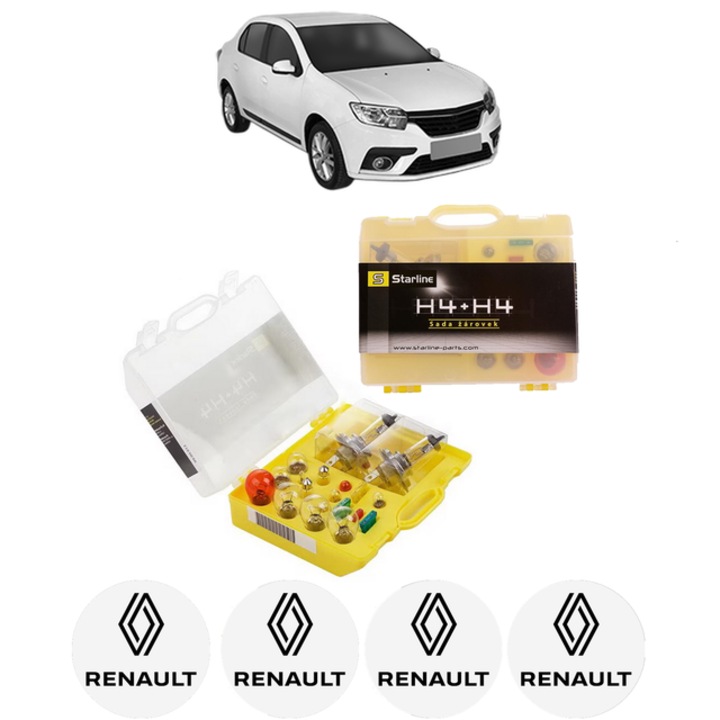 Kit trusa Set becuri H4 compatibila cu RENAULT THALIA III (L8_) din 2013-2019, bec far, semnalizare, pozitie, iluminare numar, frana, plafoniera, stop frana