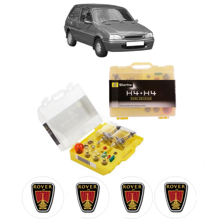 Kit trusa Set becuri H4 compatibila cu ROVER 100 / METRO Hatchback (XP) din 1990-1998, bec far, semnalizare, pozitie, iluminare numar, frana, plafoniera, stop frana