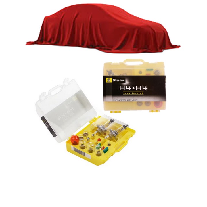 Kit trusa Set becuri H4 compatibila cu PIAGGIO QUARGO Platform/Chassis din 2004, bec far, semnalizare, pozitie, iluminare numar, frana, plafoniera, stop frana