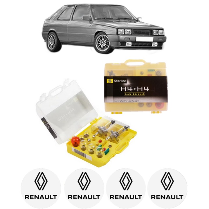 Kit trusa Set becuri H4 compatibila cu RENAULT 11 (B/C37_) din 1983-1988, bec far, semnalizare, pozitie, iluminare numar, frana, plafoniera, stop frana