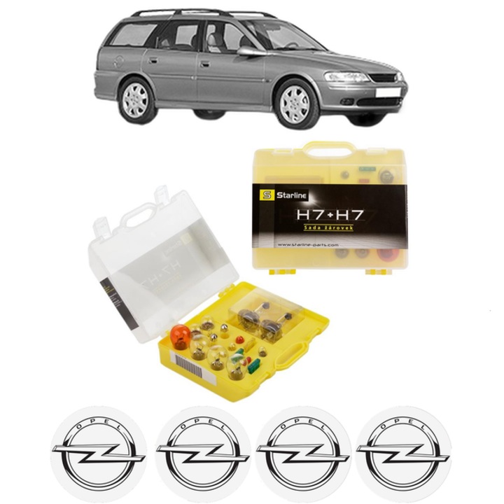 Kit trusa Set becuri H7 compatibila cu OPEL VECTRA B Estate (J96) din 1996-2003, bec far, semnalizare, pozitie, iluminare numar, frana, plafoniera, stop frana