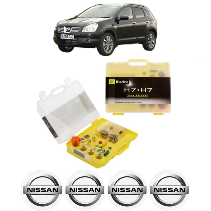 Kit trusa Set becuri H7 compatibila cu NISSAN QASHQAI +2 VAN (JJ10E) din 2008-2014, bec far, semnalizare, pozitie, iluminare numar, frana, plafoniera, stop frana
