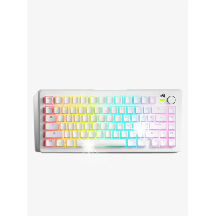 Glorious GMMK 3 előre összeállított RGB mechanikus billentyűzet, fehér, 75%, USB Type-C, QWERTY