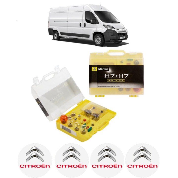 Kit trusa Set becuri H7 compatibila cu CITROEN JUMPER III Van din 2006-2020, bec far, semnalizare, pozitie, iluminare numar, frana, plafoniera, stop frana