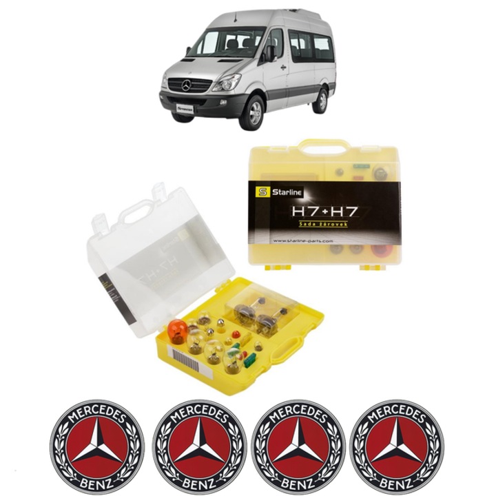 Kit trusa Set becuri H7 compatibila cu MERCEDES-BENZ SPRINTER 3, 5-t Bus (B906) din 2006-2020, bec far, semnalizare, pozitie, iluminare numar, frana, plafoniera, stop frana