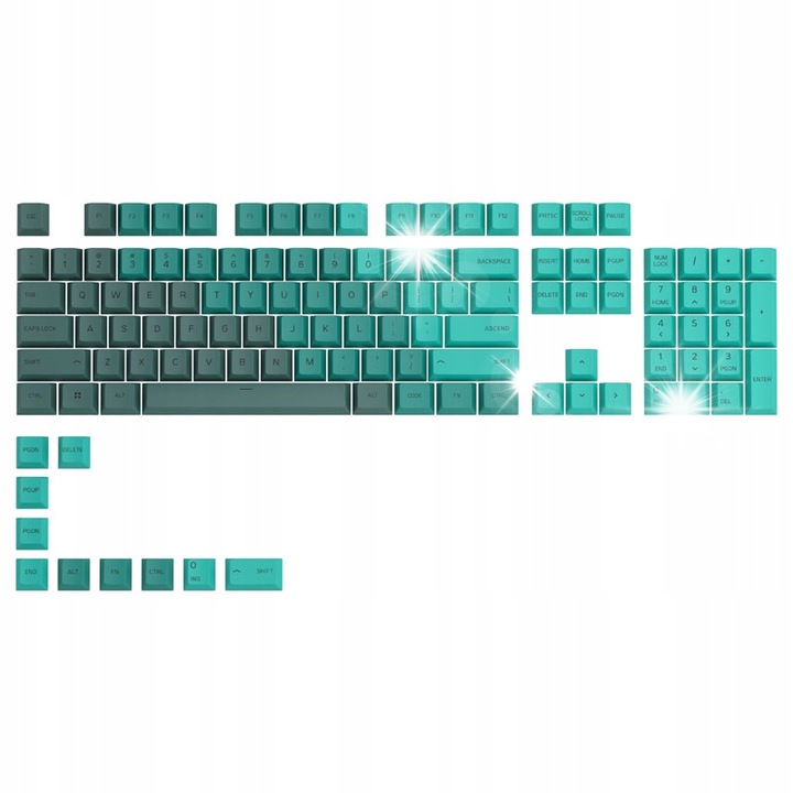 Set de 114 capace de taste Glorious GPBT, PBT, Rain Forest, compatibile cu GMMK, profil Cherry MX