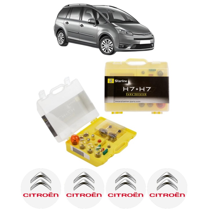 Kit trusa Set becuri H7 compatibila cu CITROEN C4 GRAND PICASSO I (UA_) din 2006-2013, bec far, semnalizare, pozitie, iluminare numar, frana, plafoniera, stop frana