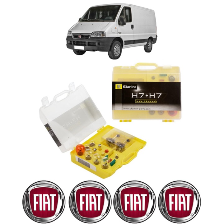 Kit trusa Set becuri H7 compatibila cu FIAT DUCATO Bus (244_) din 2001-2006, bec far, semnalizare, pozitie, iluminare numar, frana, plafoniera, stop frana